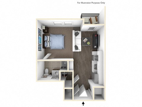 Floor plan for studio, 1 bath, 468 sqft